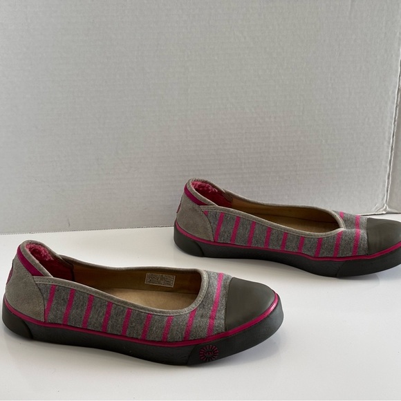 UGG Neema Women’s Size 10 Grey Pink Striped Ballet Flats Slip On Comfort Shoes - Picture 13 of 13